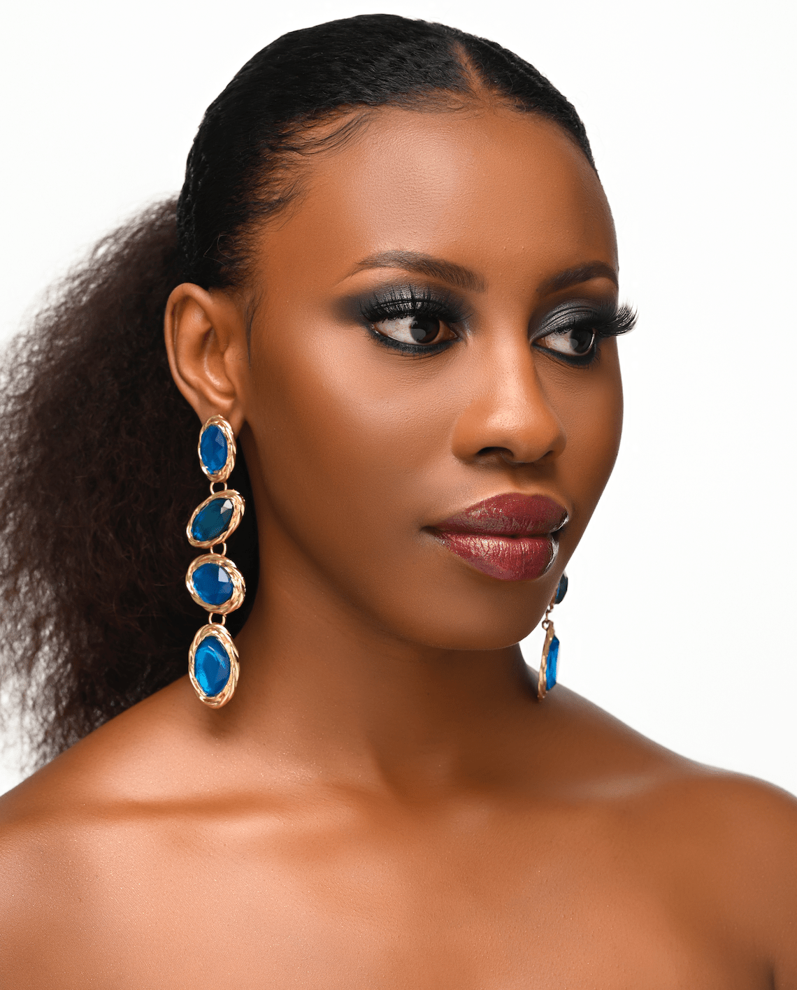 Long Elegant Sparkling Rhinestone Statement Stud Dangle Earrings - Fatisha Boutique