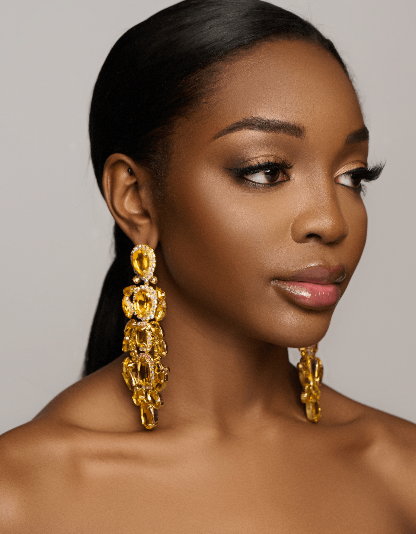 Long Elegant Statement Diamante Rhinestone Dangle Earrings - Fatisha Boutique