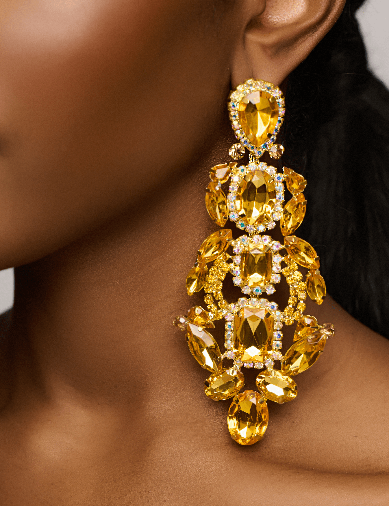 Long Elegant Statement Diamante Rhinestone Dangle Earrings - Fatisha Boutique