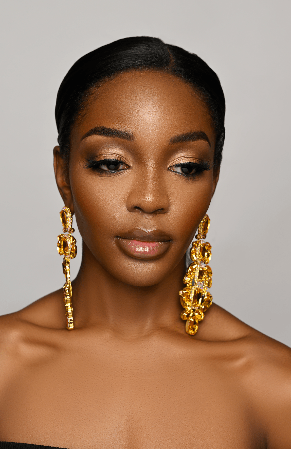 Long Elegant Statement Diamante Rhinestone Dangle Earrings - Fatisha Boutique