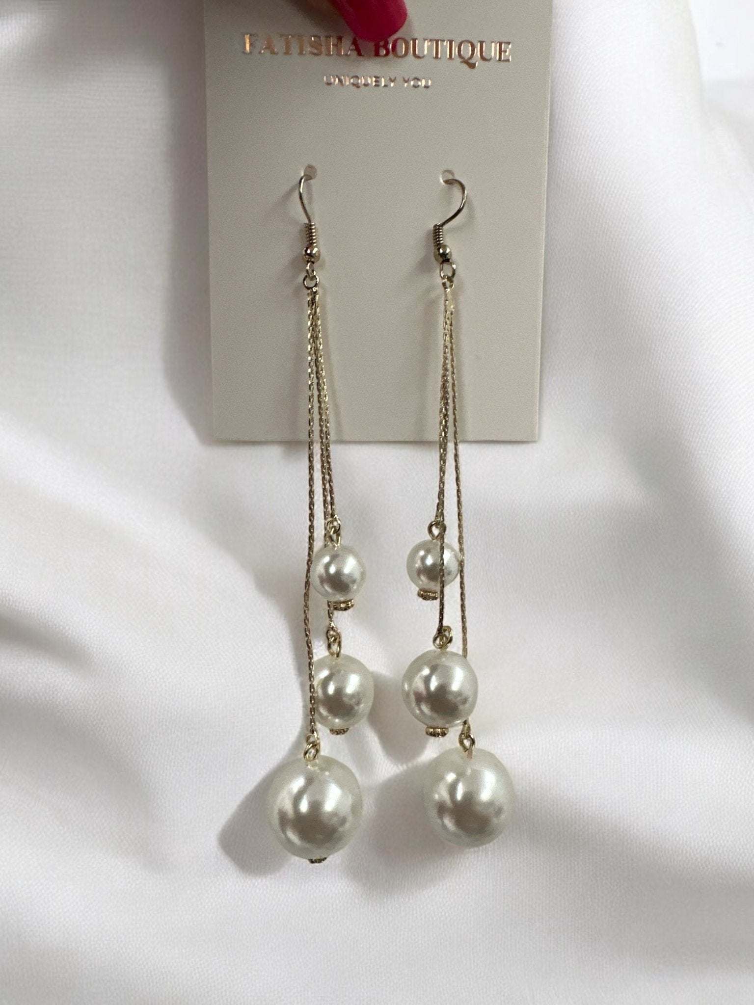 Long Faux Pearl Dangle Earrings - Fatisha Boutique
