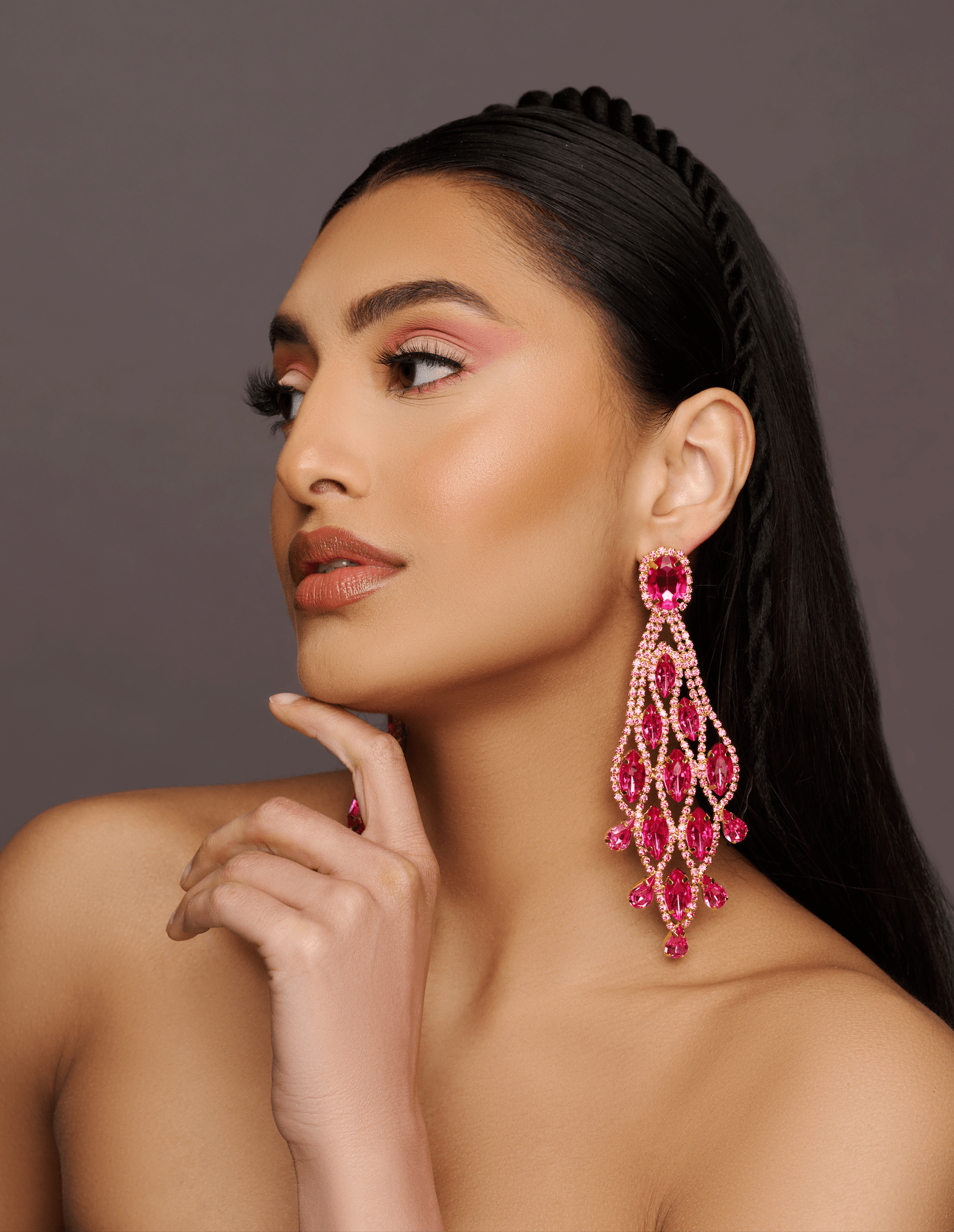 Long Glamorous Diamante Rhinestone Teardrop Tassel Statement Earrings - Fatisha Boutique