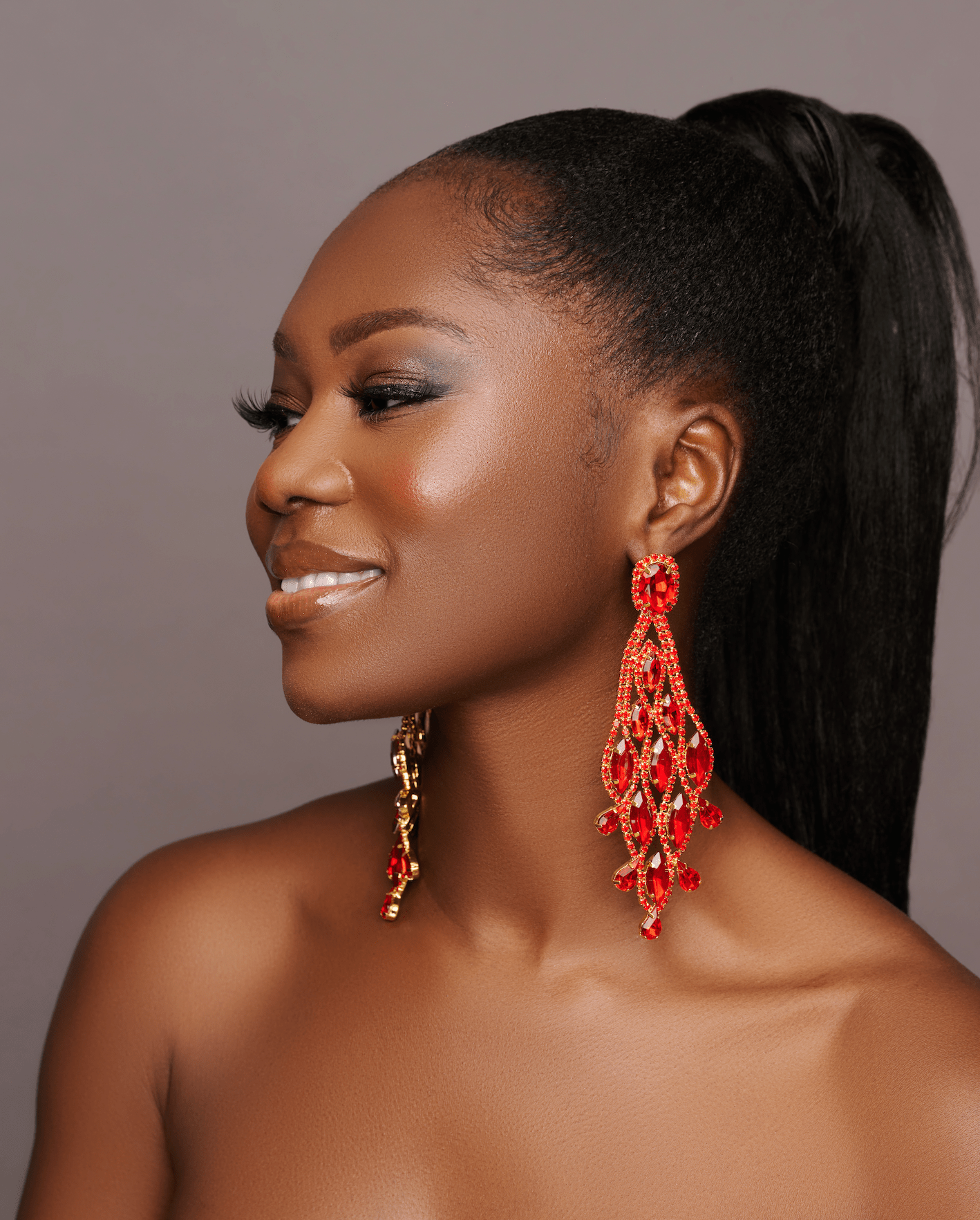 Long Glamorous Diamante Rhinestone Teardrop Tassel Statement Earrings - Fatisha Boutique