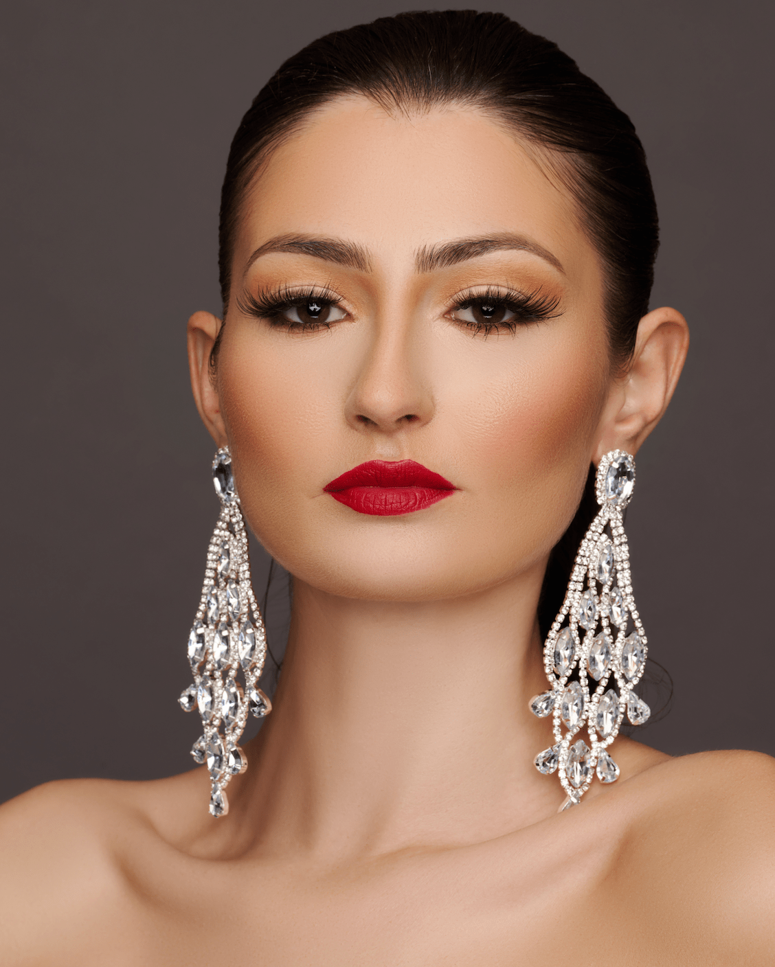 Long Glamorous Diamante Rhinestone Teardrop Tassel Statement Earrings - Fatisha Boutique