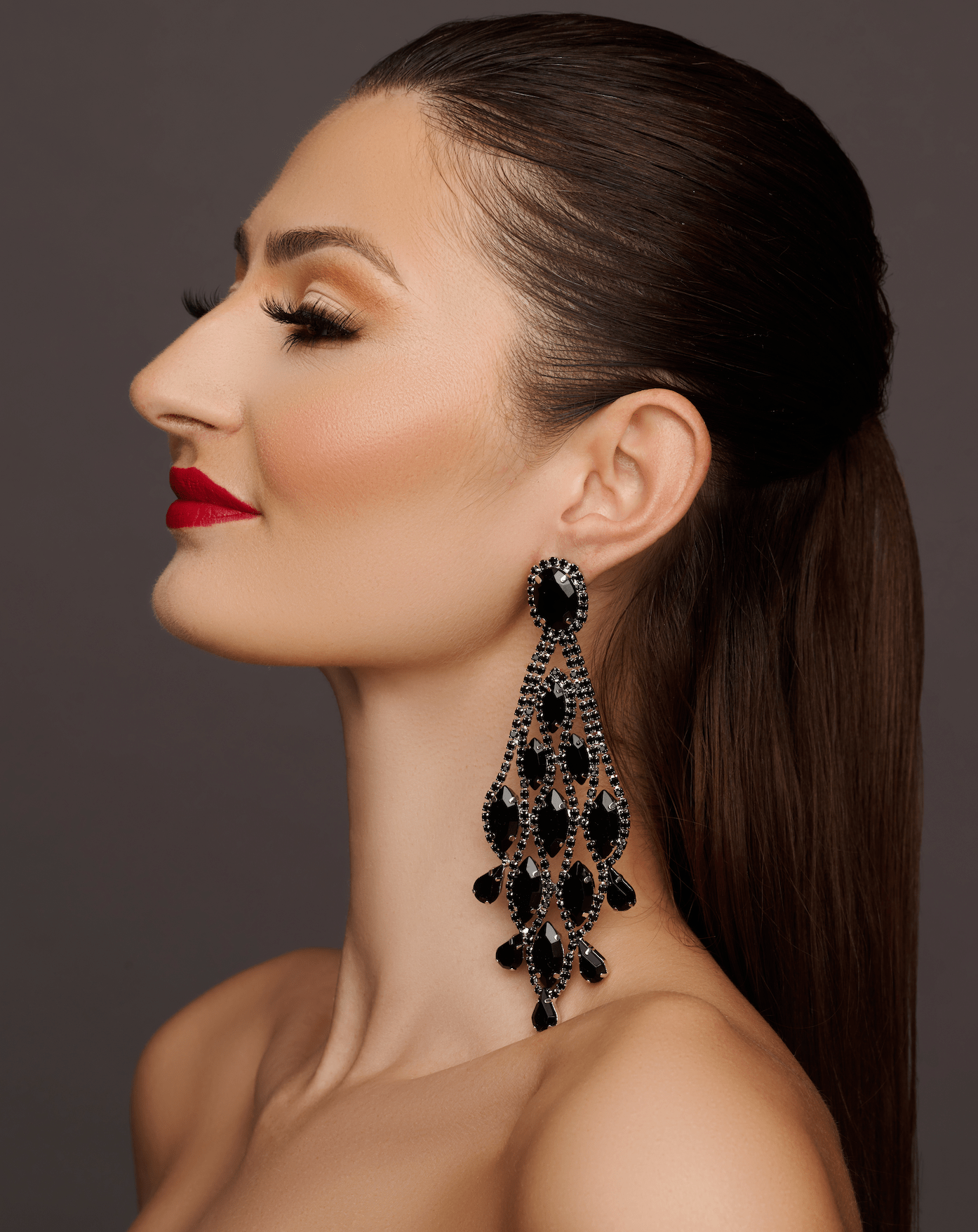 Long Glamorous Diamante Rhinestone Teardrop Tassel Statement Earrings - Fatisha Boutique