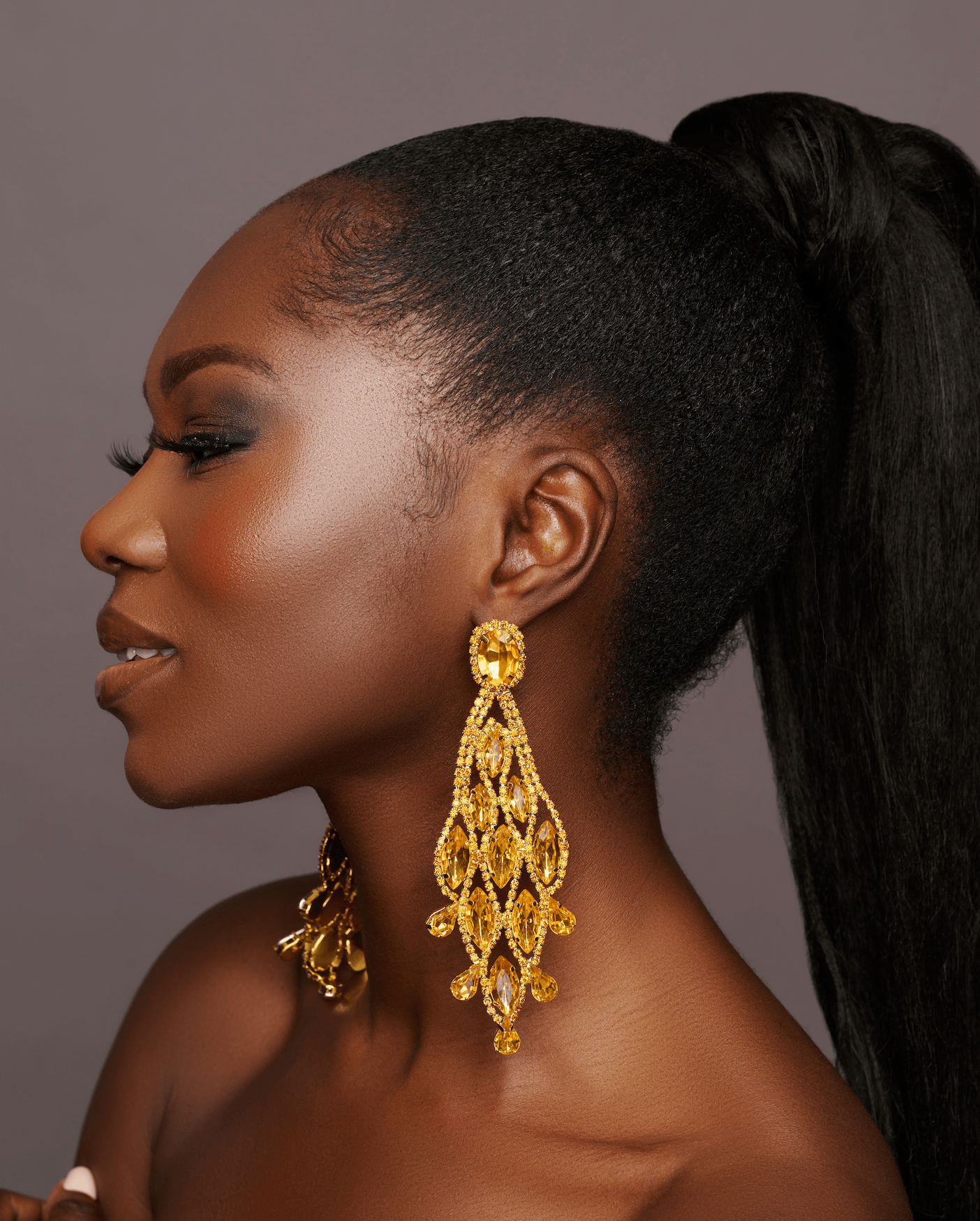 Long Glamorous Diamante Rhinestone Teardrop Tassel Statement Earrings - Fatisha Boutique
