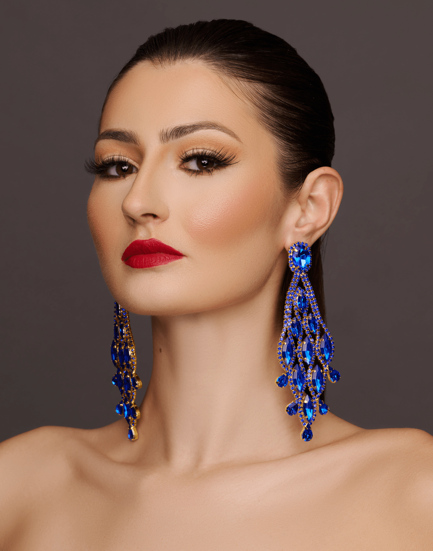 Long Glamorous Diamante Rhinestone Teardrop Tassel Statement Earrings - Fatisha Boutique