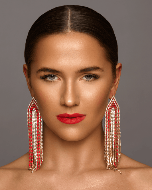 Long Glamorous Statement Fringe Earrings – Rhinestone Jewellery - Fatisha Boutique