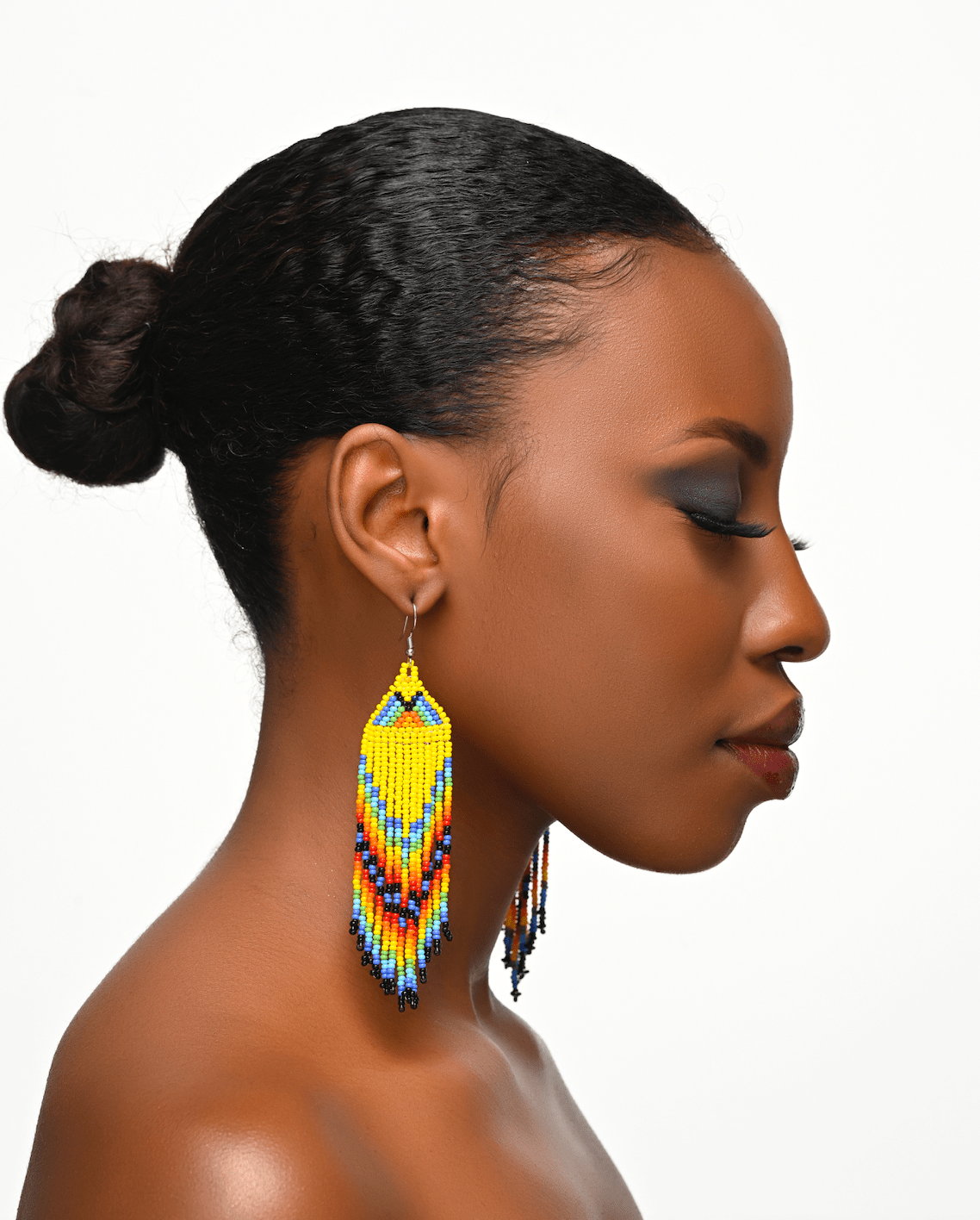 Long Multicolour Authentic Maasai Zulu Style Tribal Ethnic Tassel Earrings - Fatisha Boutique