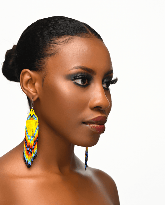Long Multicolour Authentic Maasai Zulu Style Tribal Ethnic Tassel Earrings - Fatisha Boutique