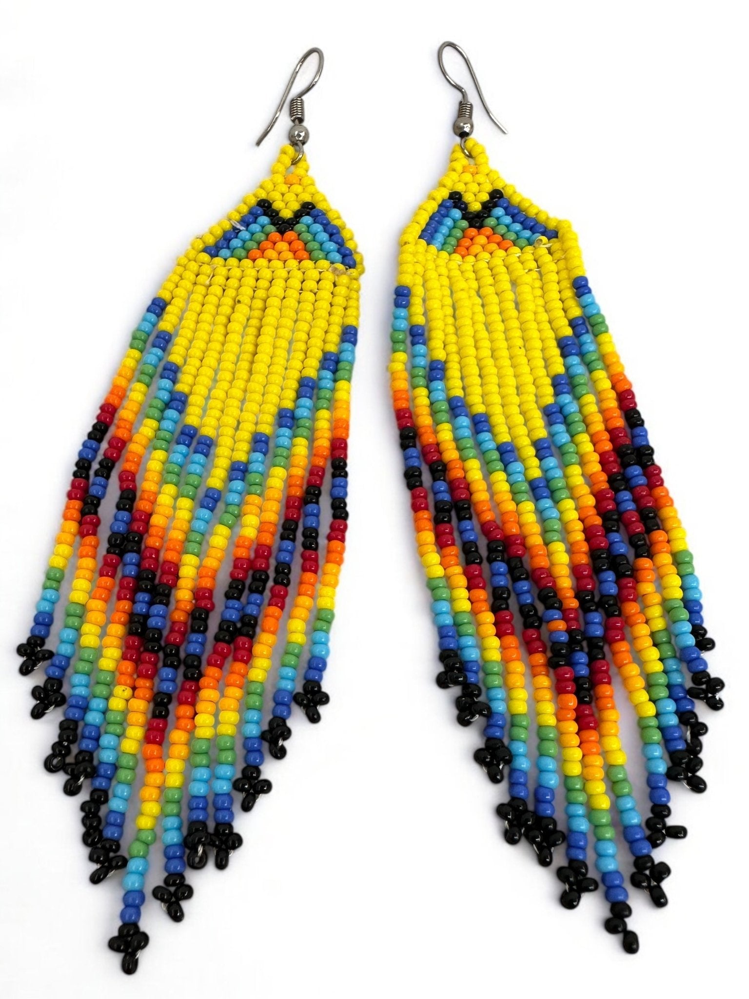 Long Multicolour Authentic Maasai Zulu Style Tribal Ethnic Tassel Earrings - Fatisha Boutique