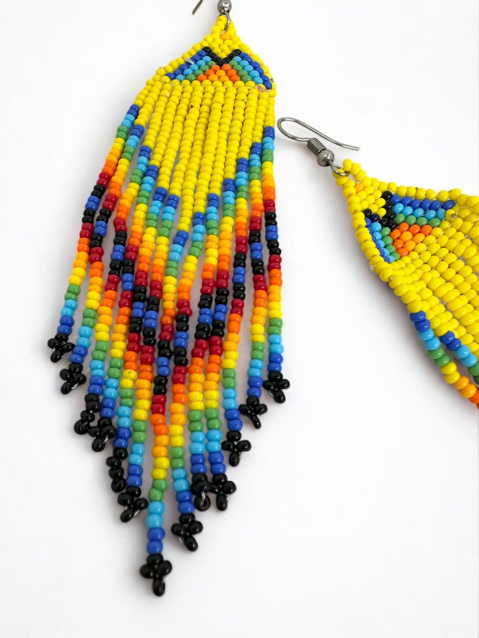 Long Multicolour Authentic Maasai Zulu Style Tribal Ethnic Tassel Earrings - Fatisha Boutique