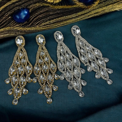 Long Rhinestone Diamante Tassel Earrings – Teardrop Statement Glam Drop for Evenings & Events - Fatisha Boutique