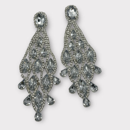 Long Rhinestone Diamante Tassel Earrings – Teardrop Statement Glam Drop for Evenings & Events - Fatisha Boutique