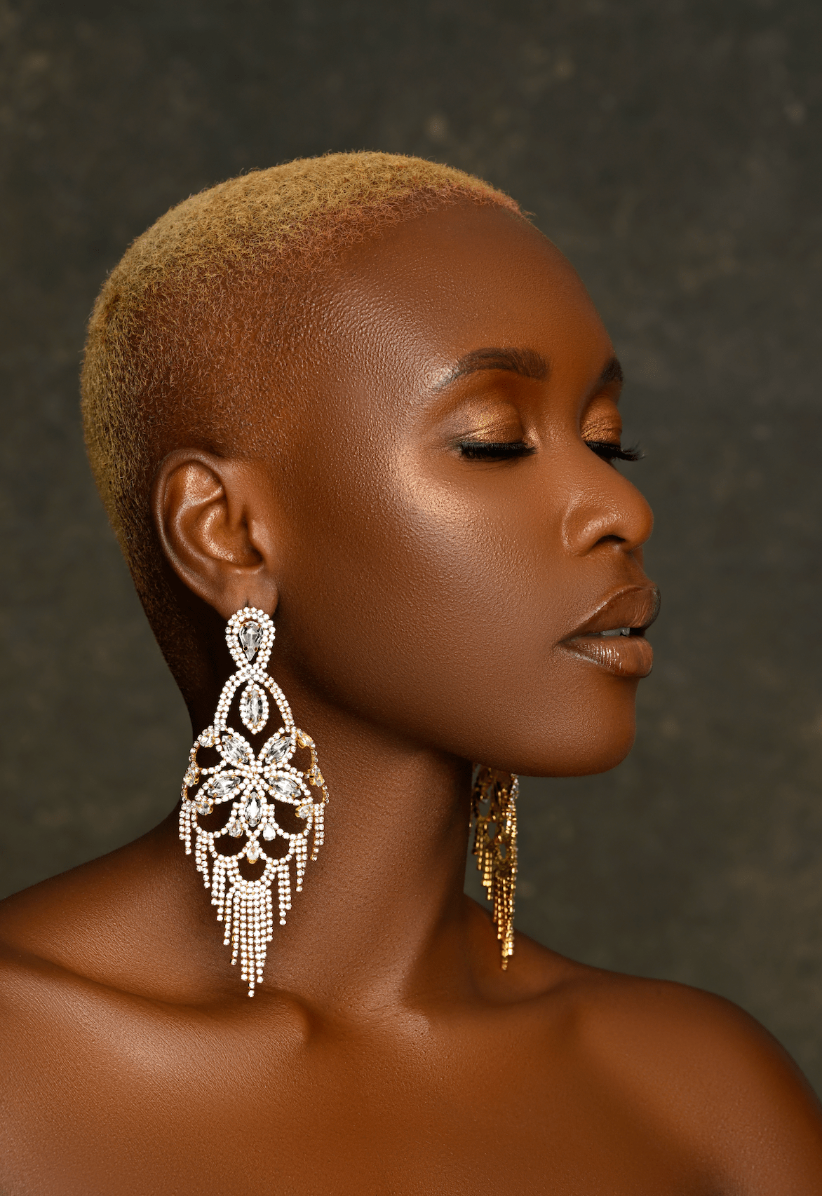 Long Statement Rhinestone Chandelier Tassel Earrings - Fatisha Boutique