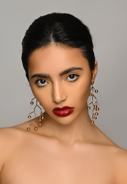 Long Statement Wire Beads Stud Earrings - Fatisha Boutique