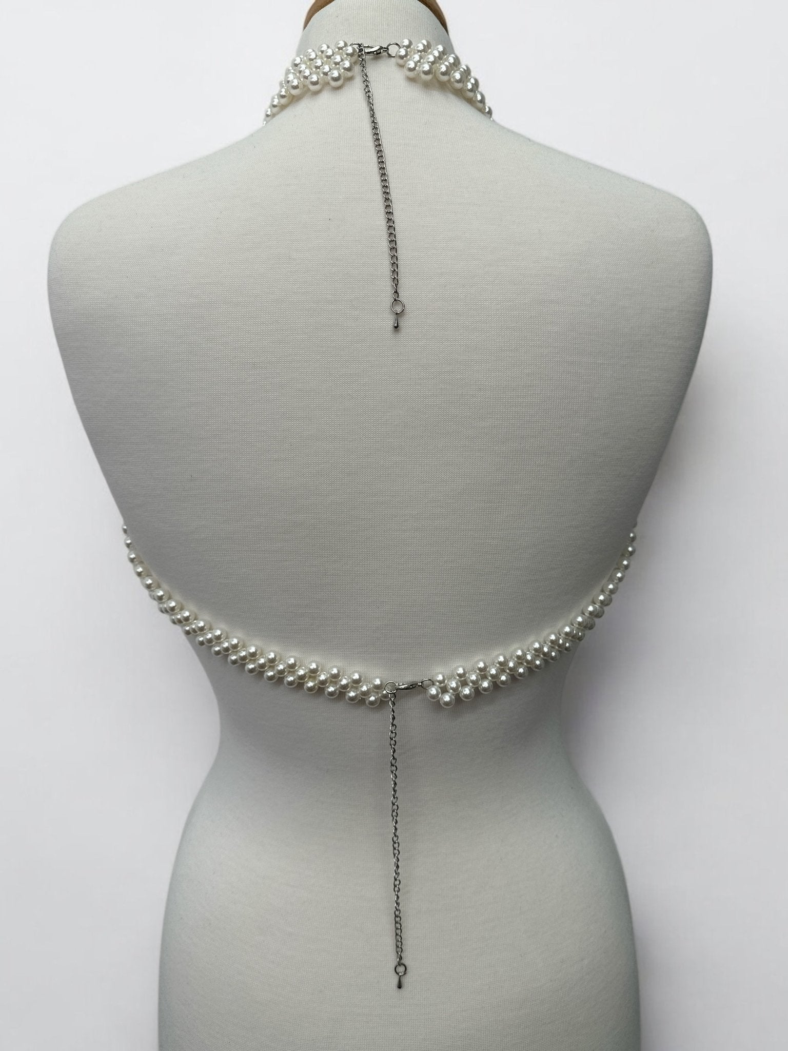 Luxe Pearl & Gold Beads Shoulders Statement Tassel Chain Body Jewellery - Fatisha Boutique