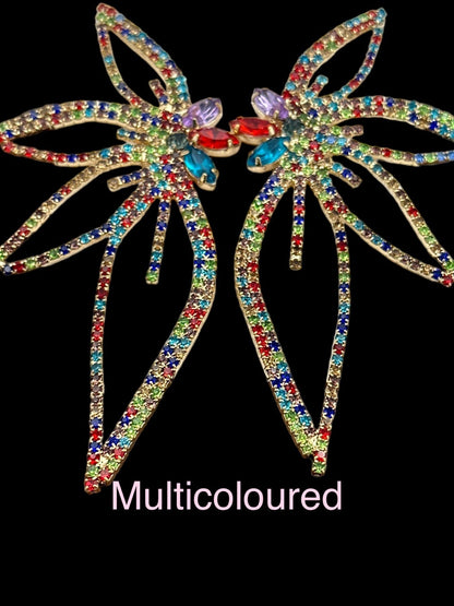 Luxury Crystal Rhinestones Flower Shape Designed Statement Stud Earrings - Fatisha Boutique