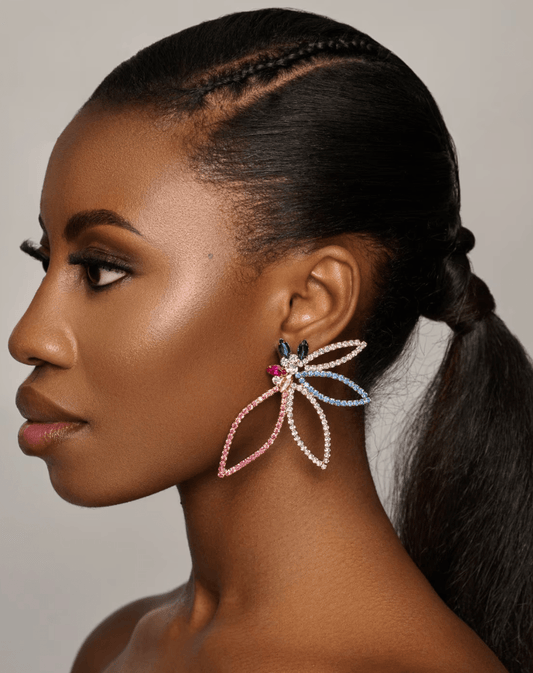 Luxury Crystal Rhinestones Flower Shape Designed Statement Stud Earrings - Fatisha Boutique