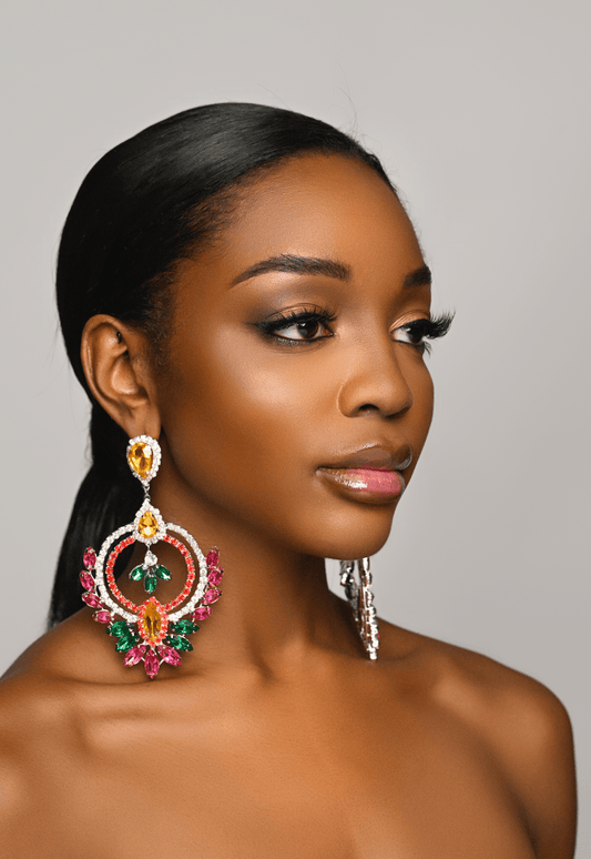 Luxury Multicolour Rhinestones Crystal Teardrop Statement Stud Earrings - Fatisha Boutique