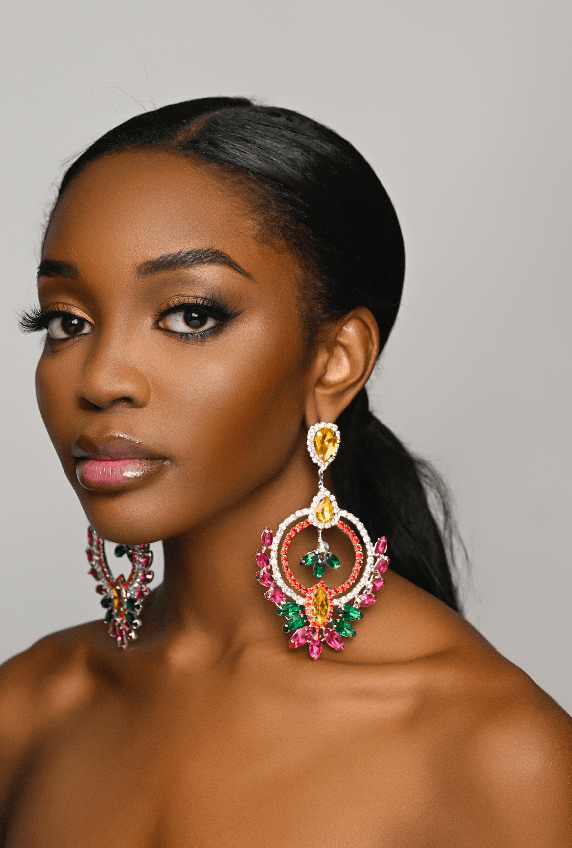 Luxury Multicolour Rhinestones Crystal Teardrop Statement Stud Earrings - Fatisha Boutique