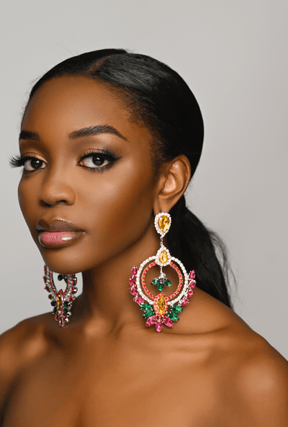 Luxury Multicolour Rhinestones Crystal Teardrop Statement Stud Earrings - Fatisha Boutique