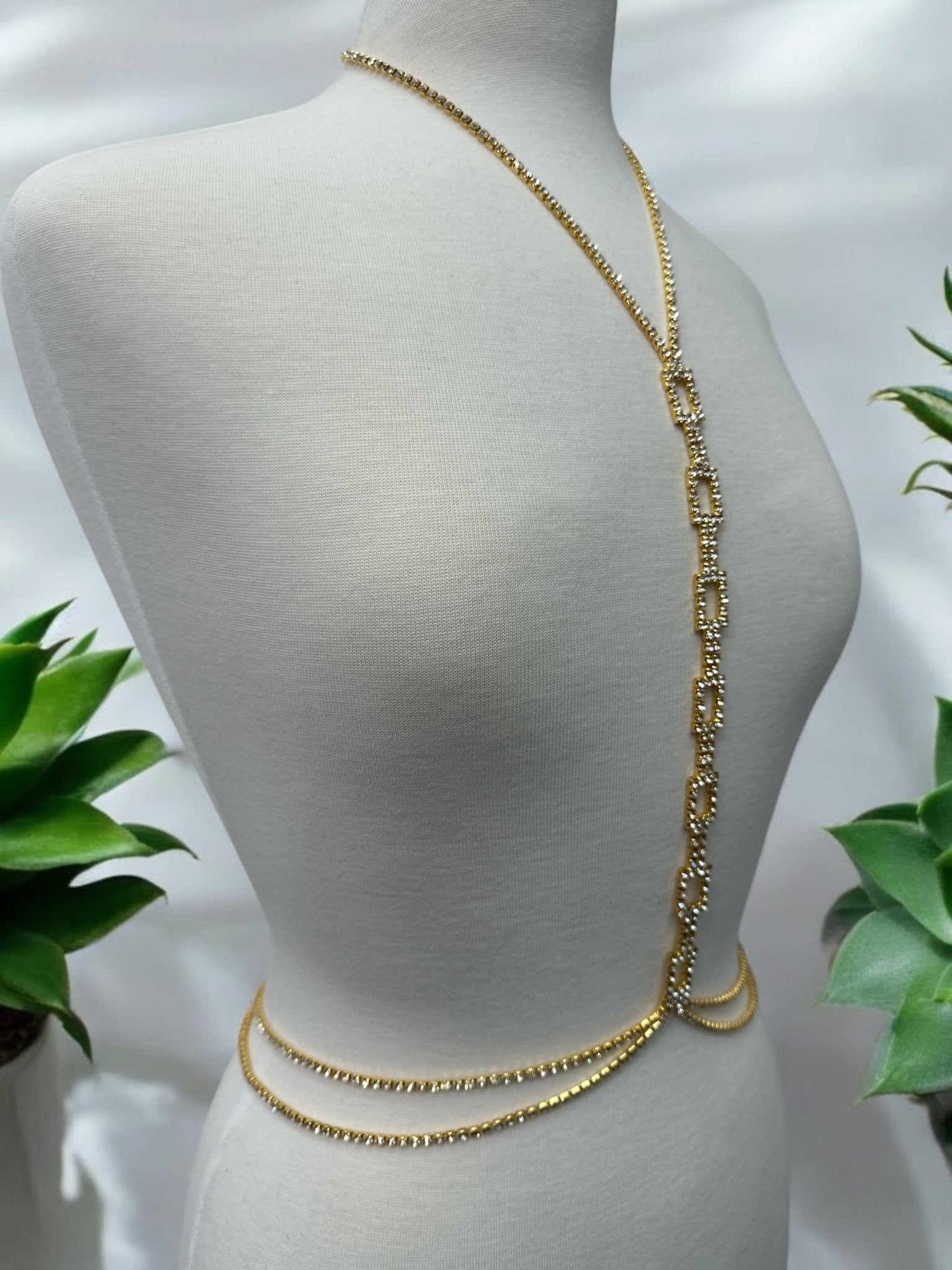 Luxury Rhinestone Body Chain Jewellery – Gold & Silver - Fatisha Boutique
