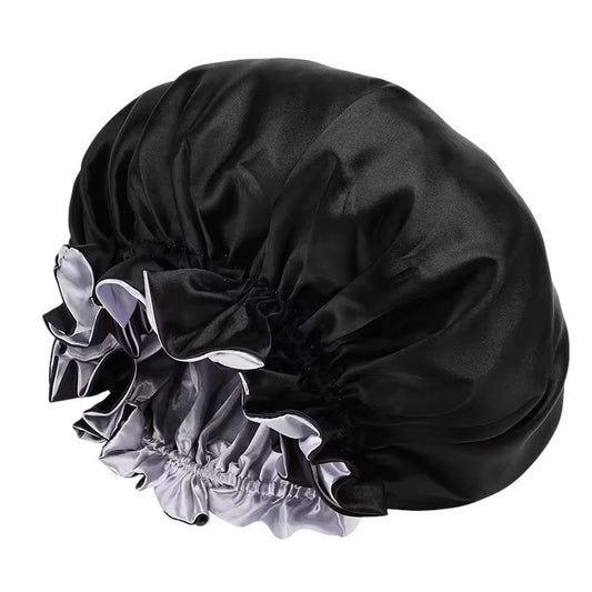 Luxury Satin Silk Reversible Bonnet Cap with Ruffle Edges - Fatisha Boutique