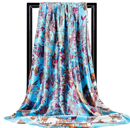 Luxury Square Satin Silk Scarf – Elegant & Artistic Fashion Accessory - Fatisha Boutique