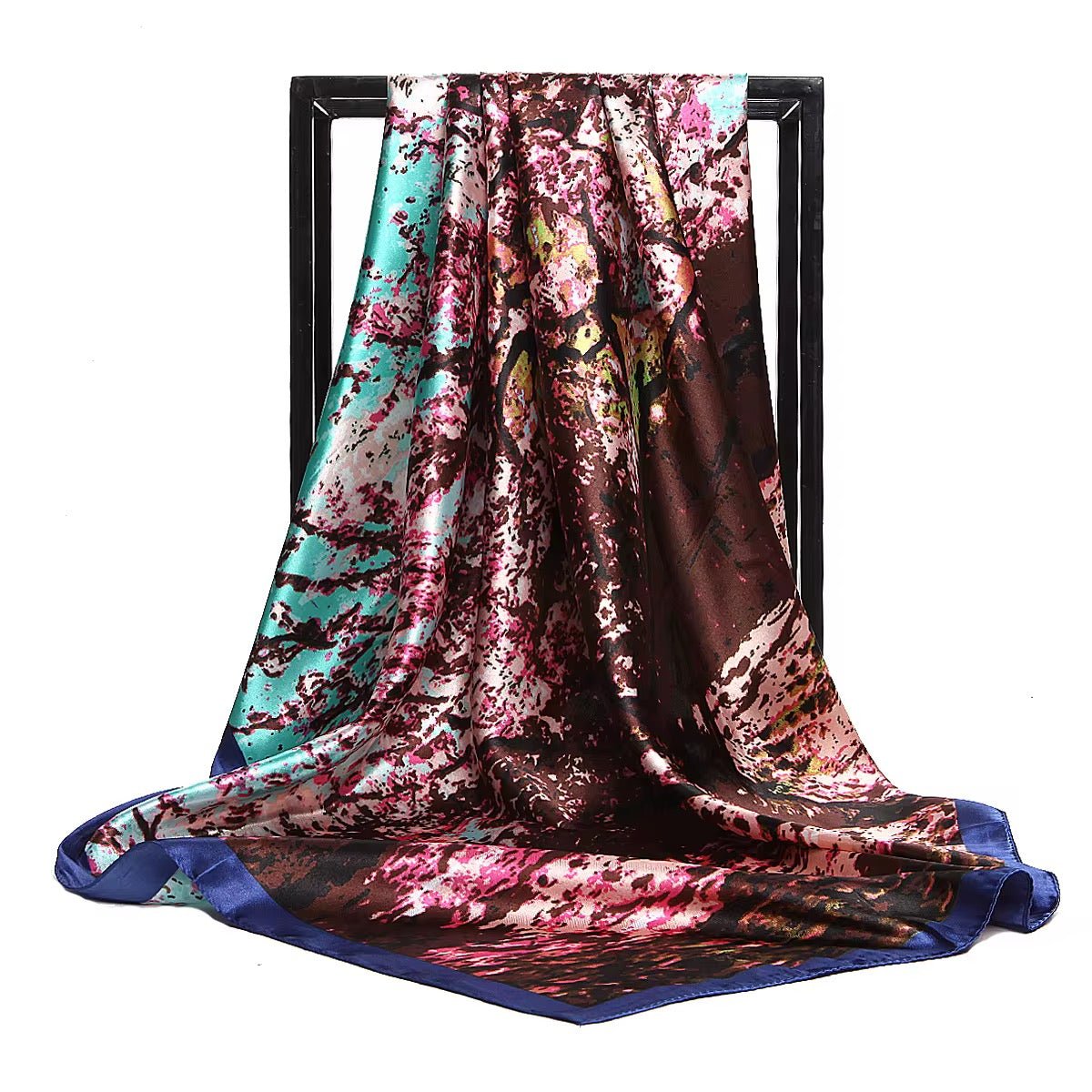 Luxury Square Satin Silk Scarf – Elegant & Artistic Fashion Accessory - Fatisha Boutique