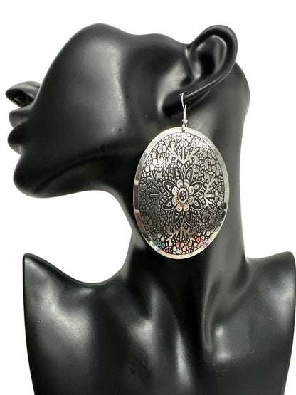 Mandala - Engraved Brass Dangle Earrings – Bohemian Statement Jewellery - Fatisha Boutique