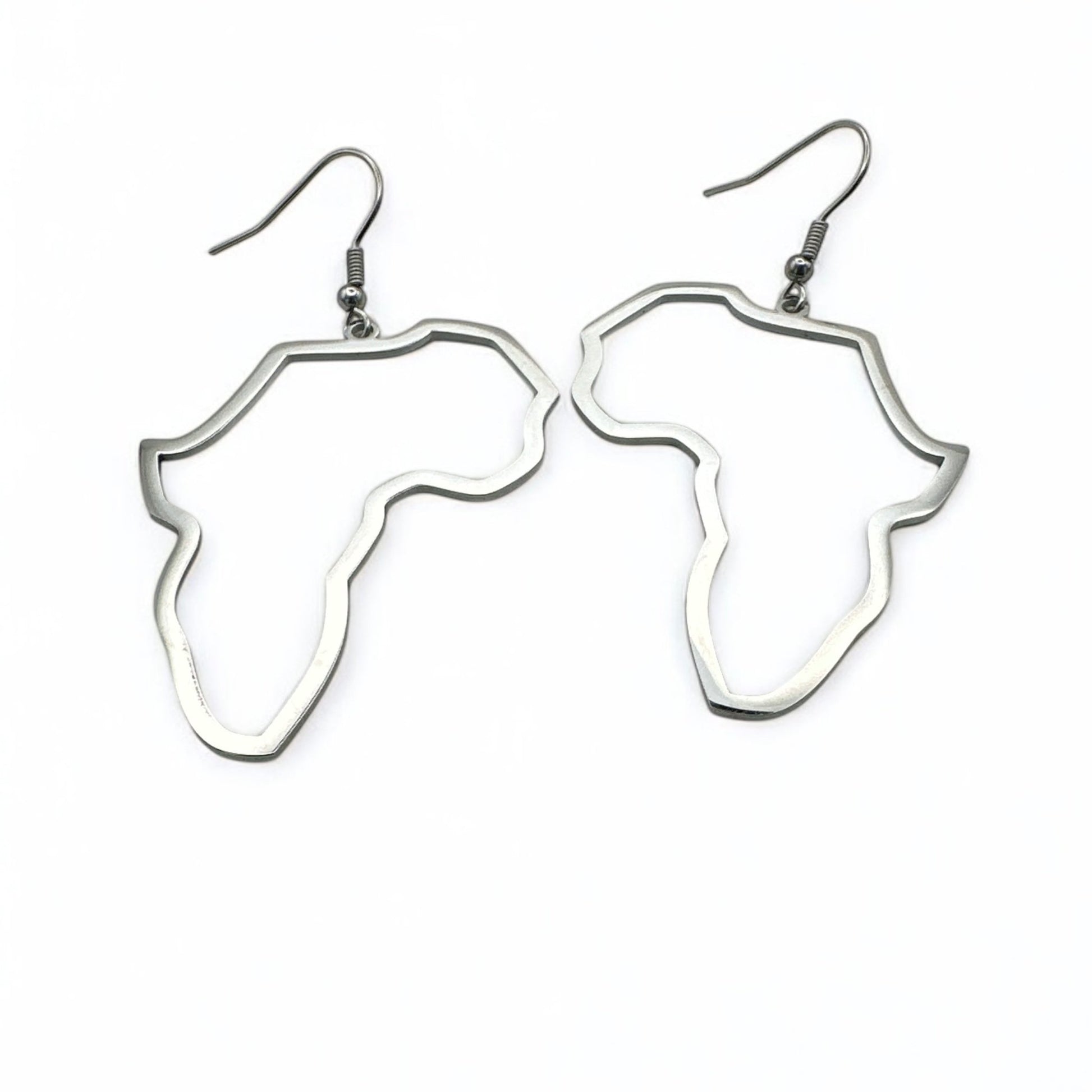 Medium Africa Map Dangle Earrings – Lightweight Stainless Steel in Gold or Silver - Fatisha Boutique
