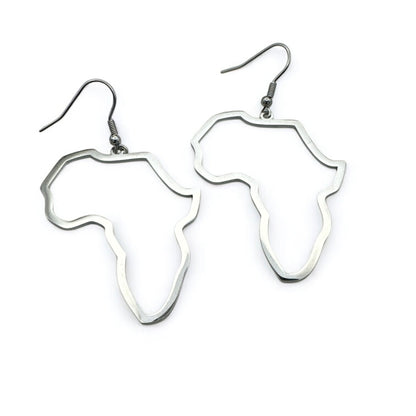 Medium Africa Map Dangle Earrings – Lightweight Stainless Steel in Gold or Silver - Fatisha Boutique