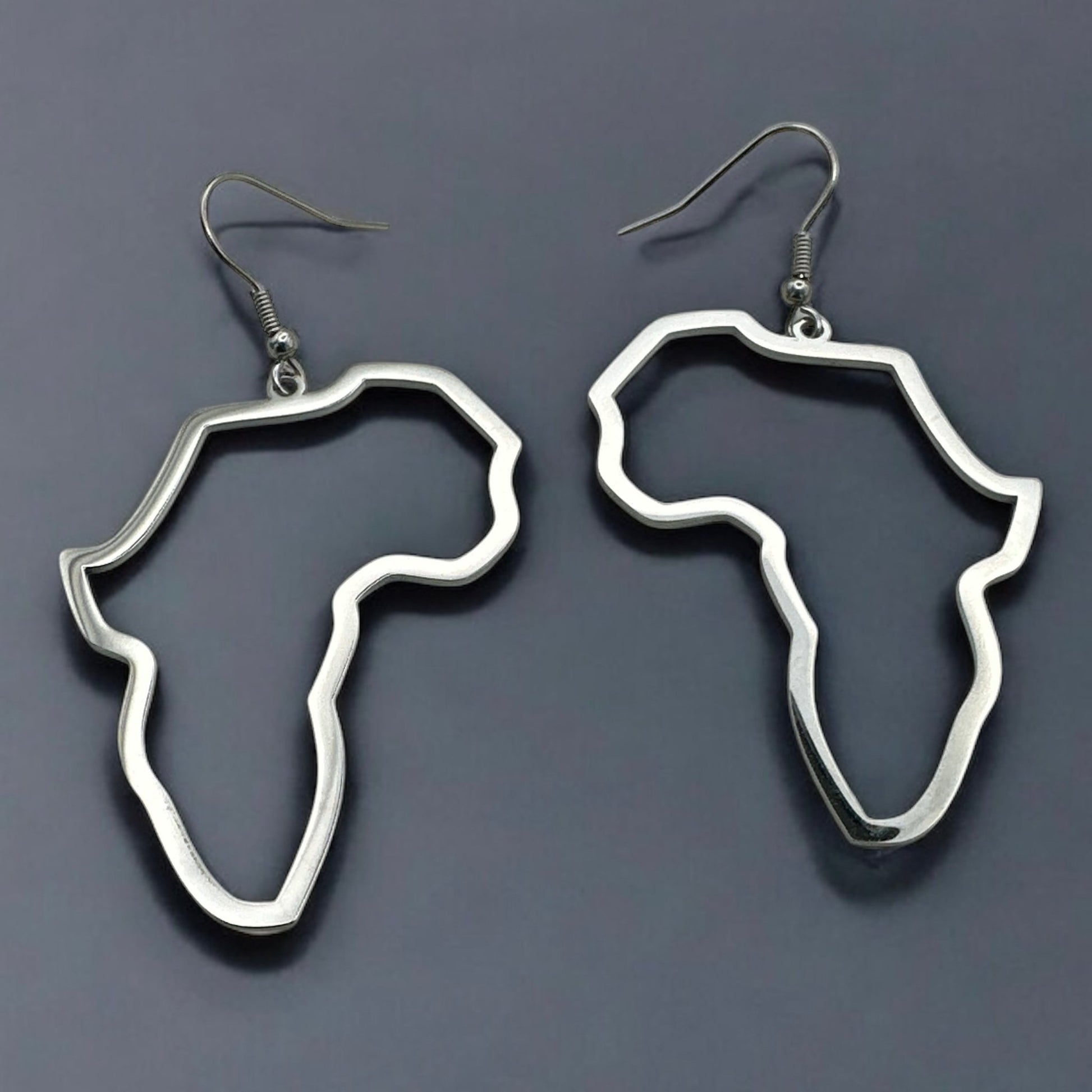 Medium Africa Map Dangle Earrings – Lightweight Stainless Steel in Gold or Silver - Fatisha Boutique