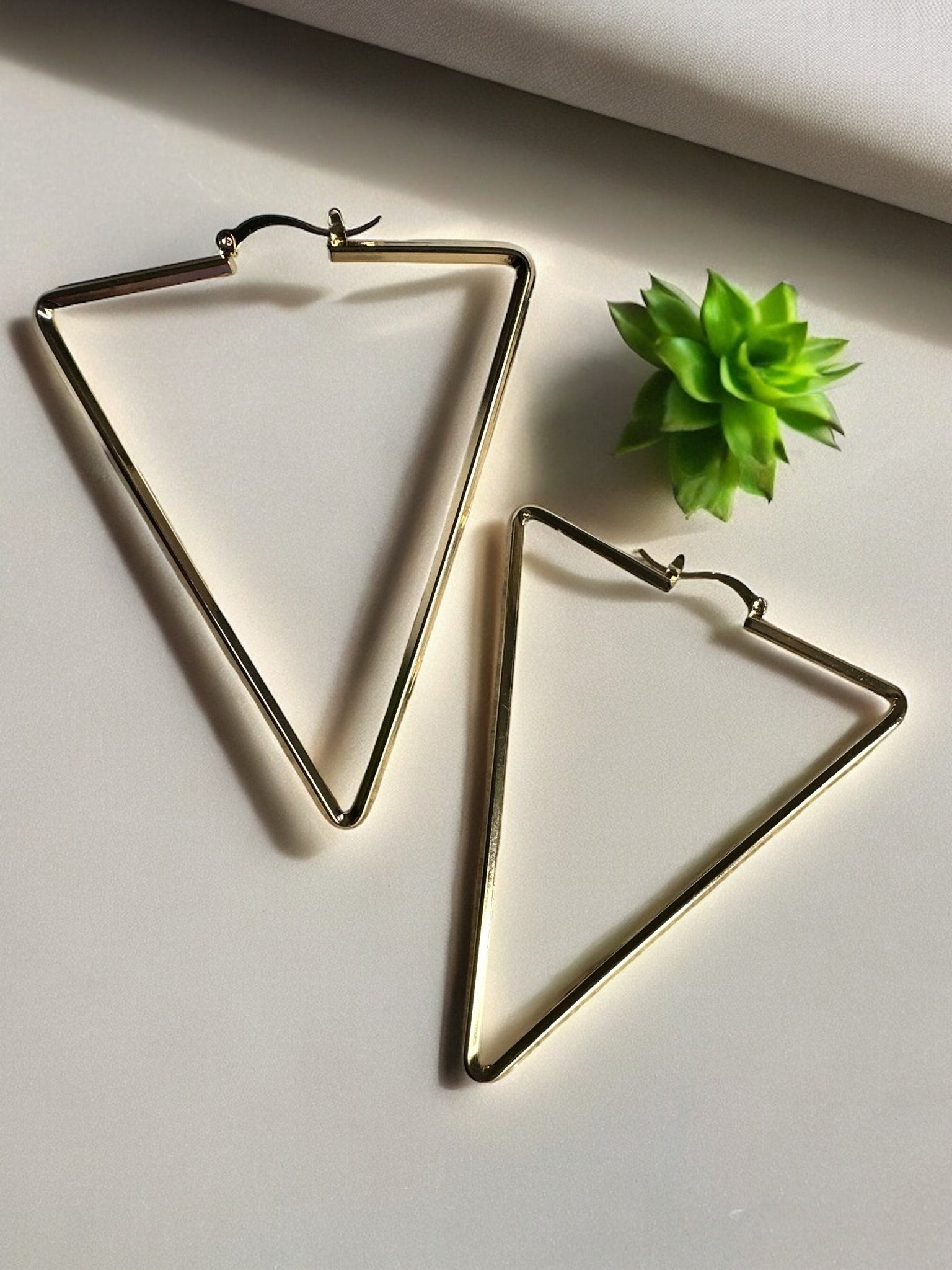 Medium Triangle Statement Hoop Earrings - Fatisha Boutique