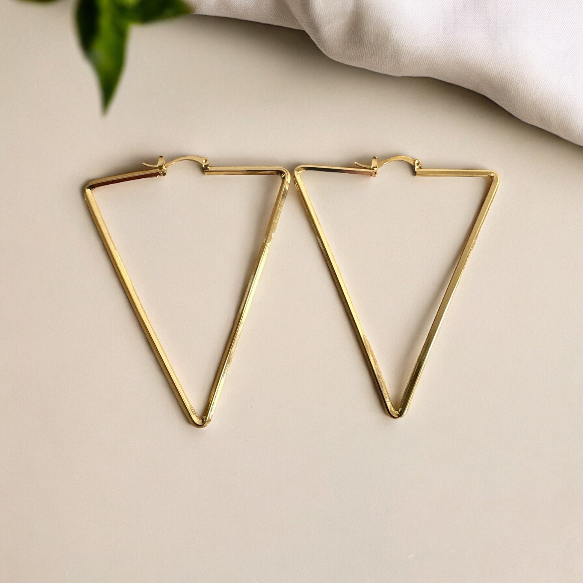 Medium Triangle Statement Hoop Earrings - Fatisha Boutique