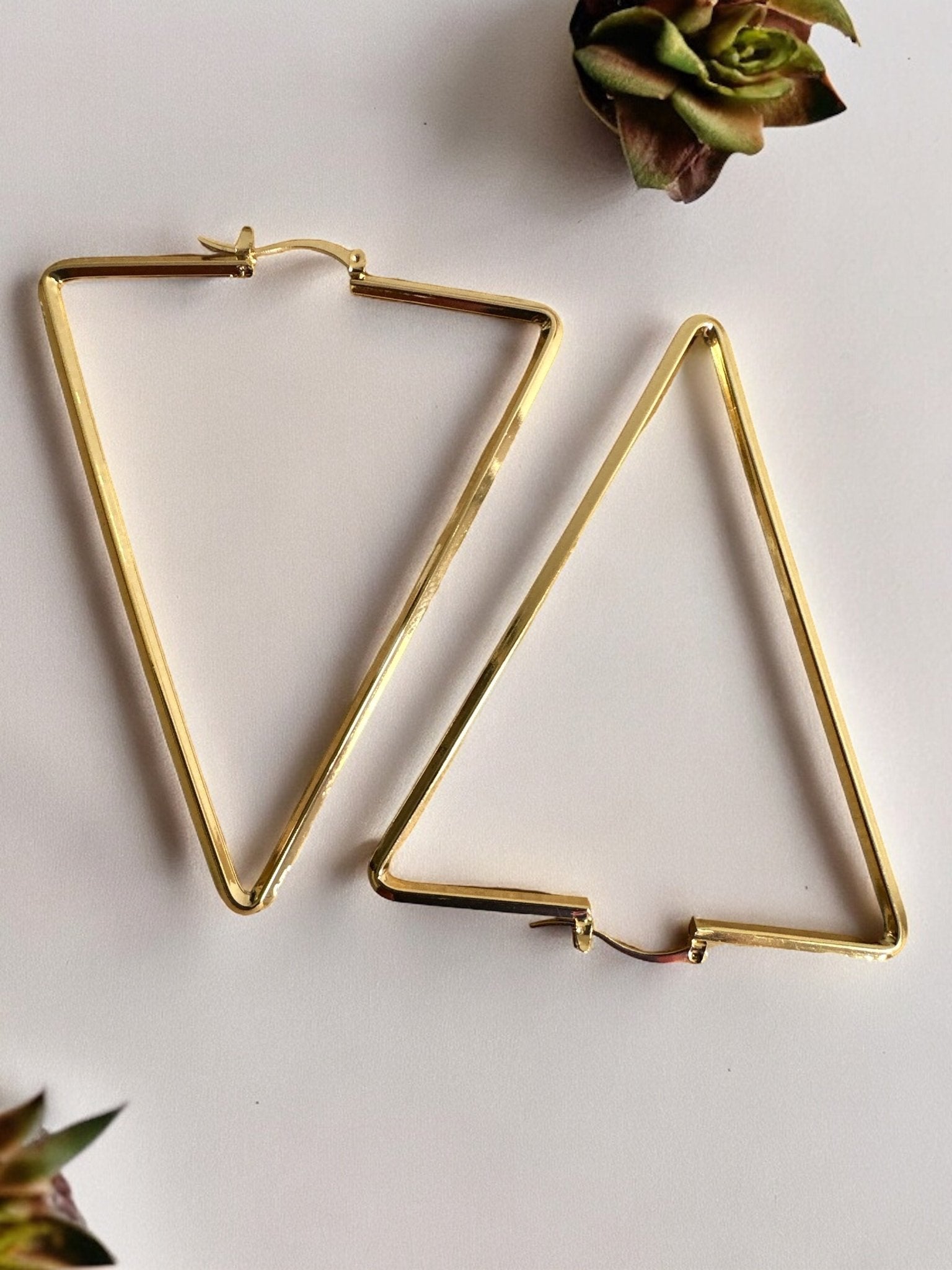 Medium Triangle Statement Hoop Earrings - Fatisha Boutique