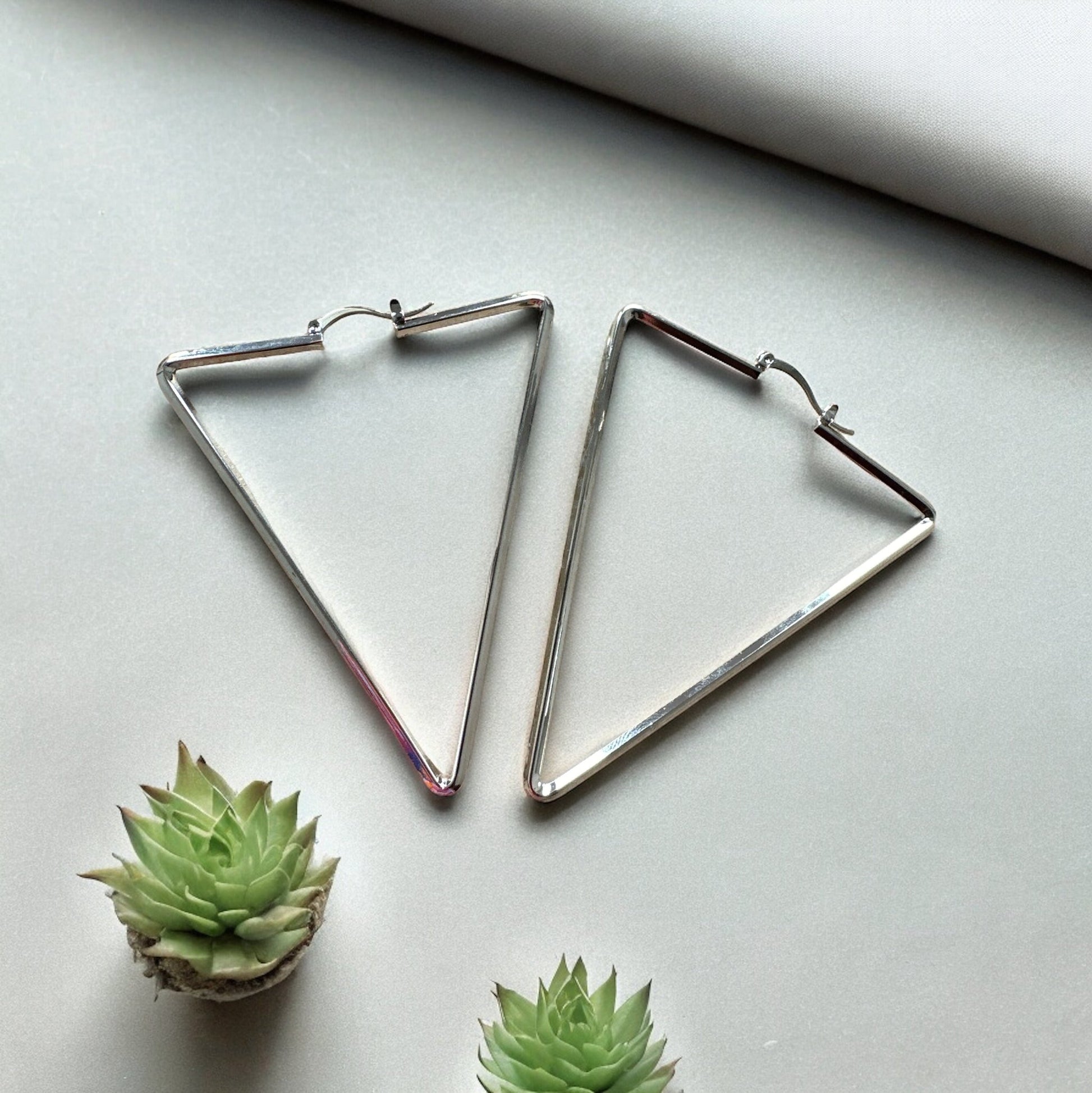 Medium Triangle Statement Hoop Earrings - Fatisha Boutique