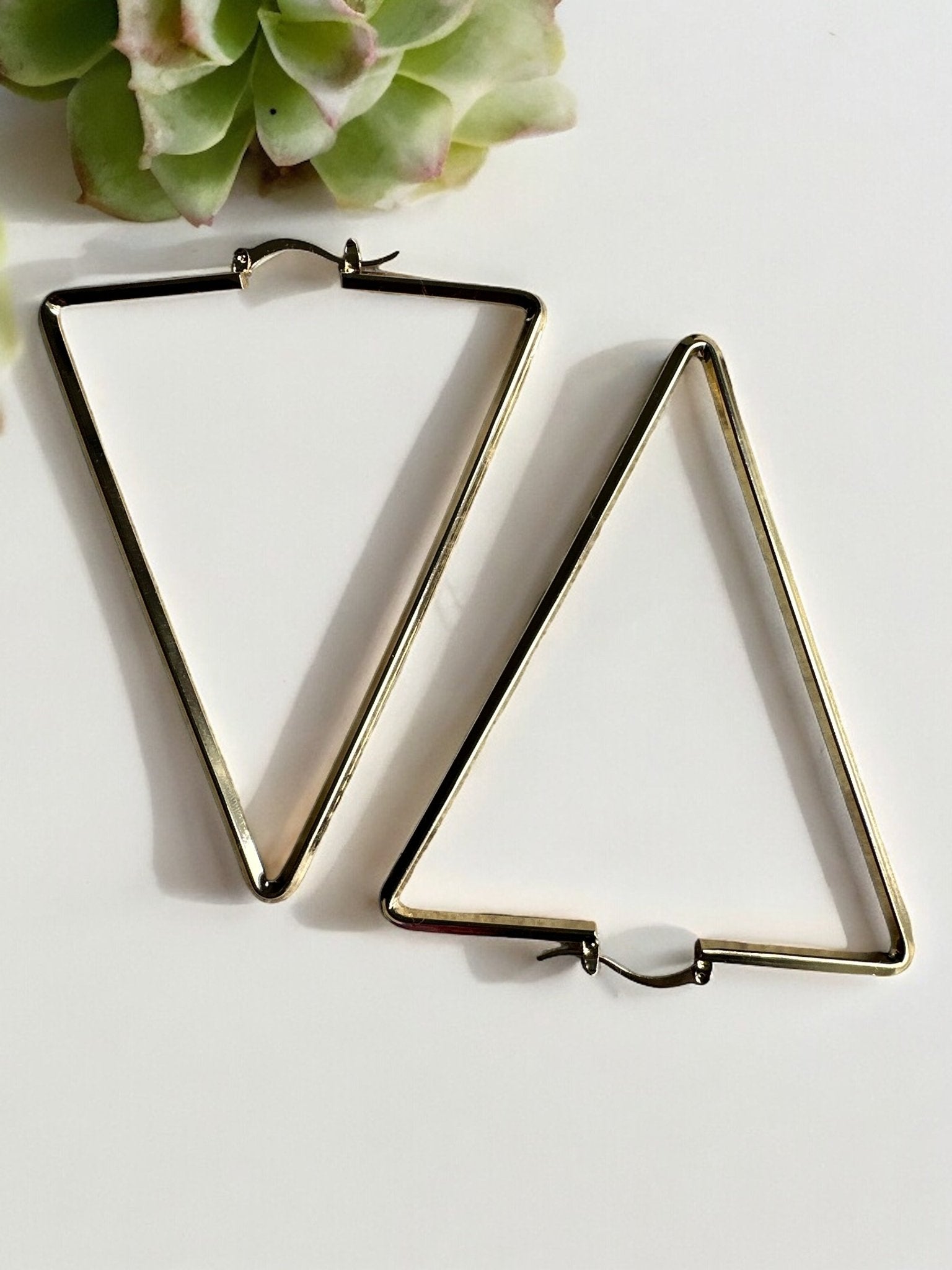 Medium Triangle Statement Hoop Earrings - Fatisha Boutique
