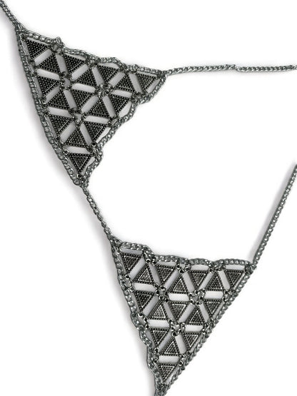 Metal Chain Triangle Bralette - Statement Body Jewellery - Fatisha Boutique