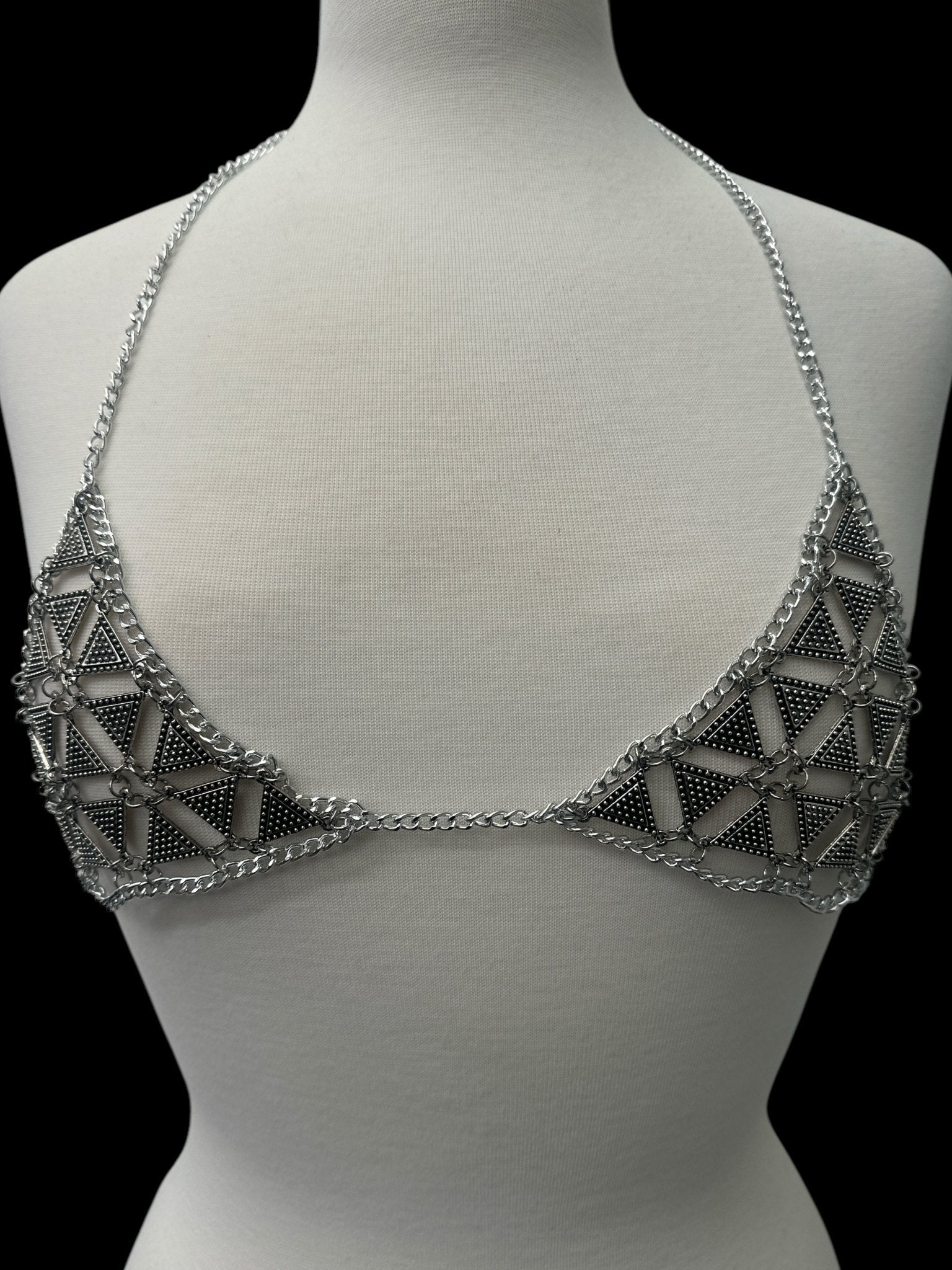 Metal Chain Triangle Bralette - Statement Body Jewellery - Fatisha Boutique