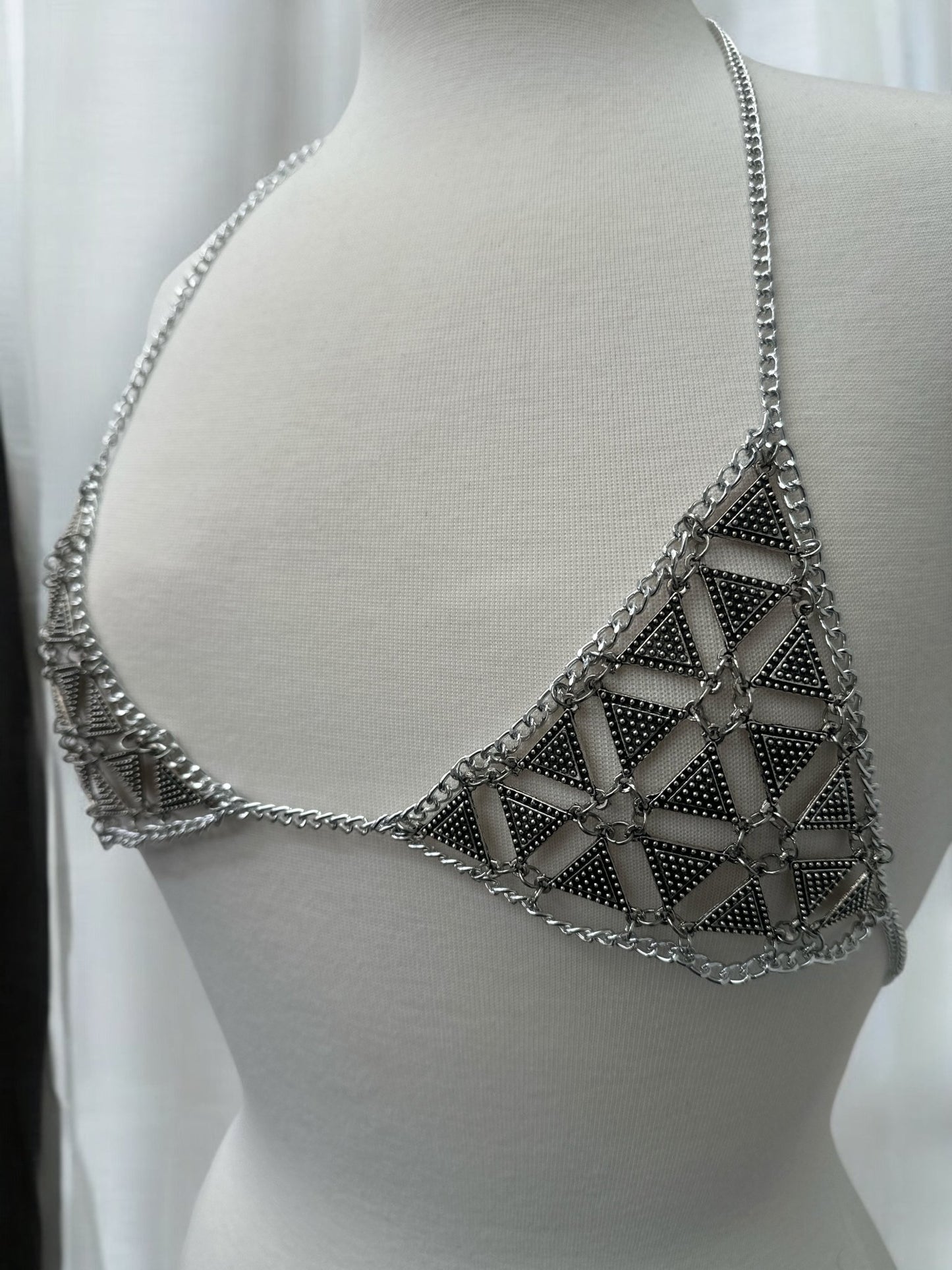 Metal Chain Triangle Bralette - Statement Body Jewellery - Fatisha Boutique
