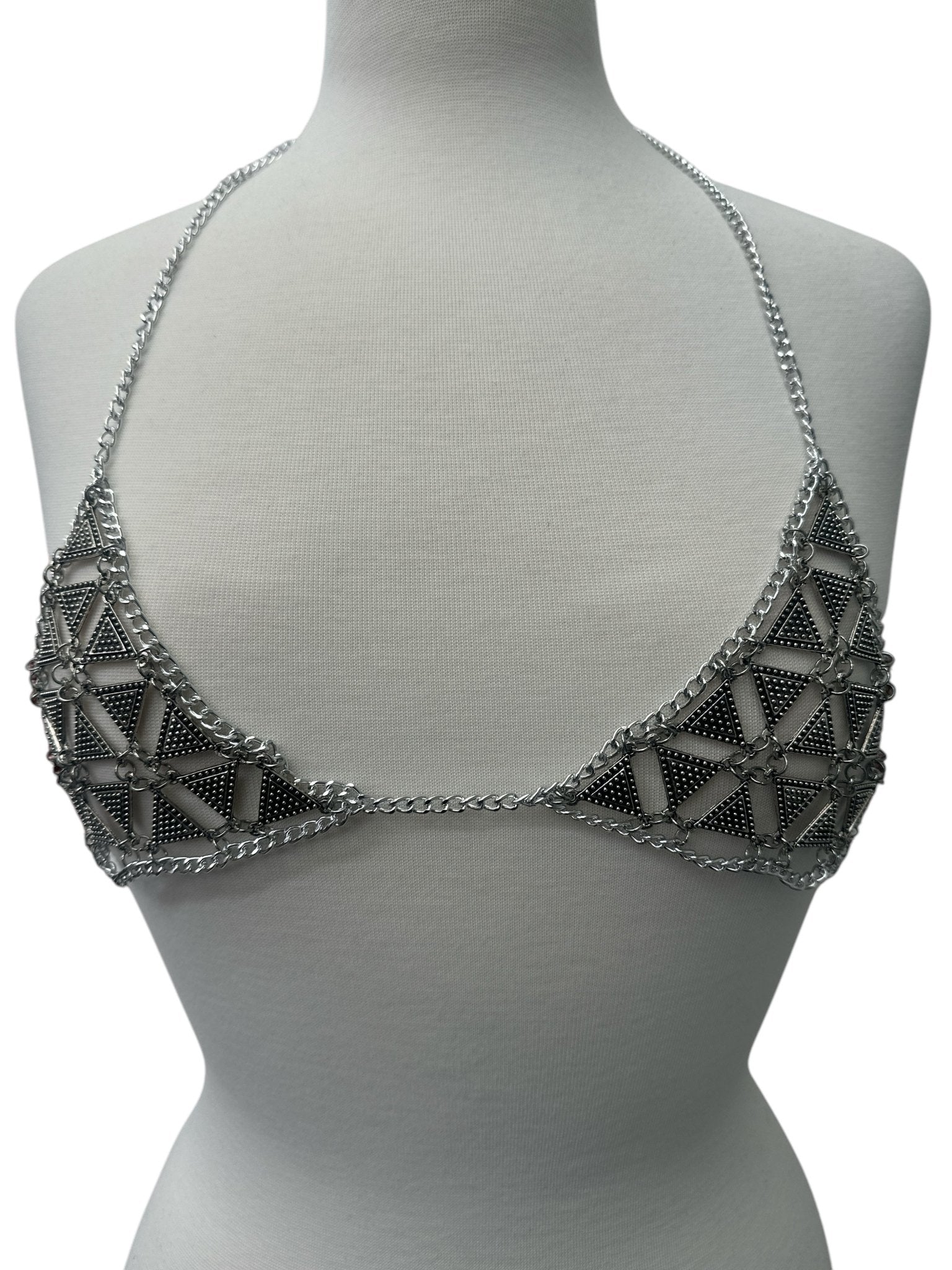 Metal Chain Triangle Bralette - Statement Body Jewellery - Fatisha Boutique