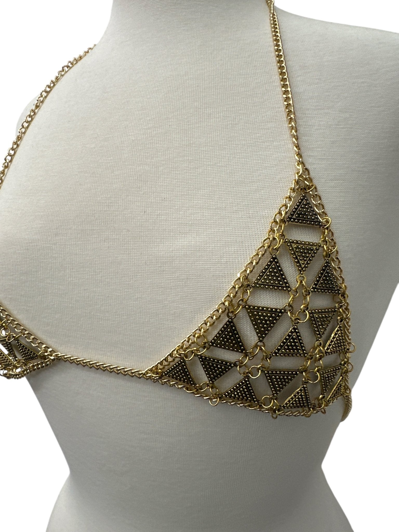 Metal Chain Triangle Bralette - Statement Body Jewellery - Fatisha Boutique