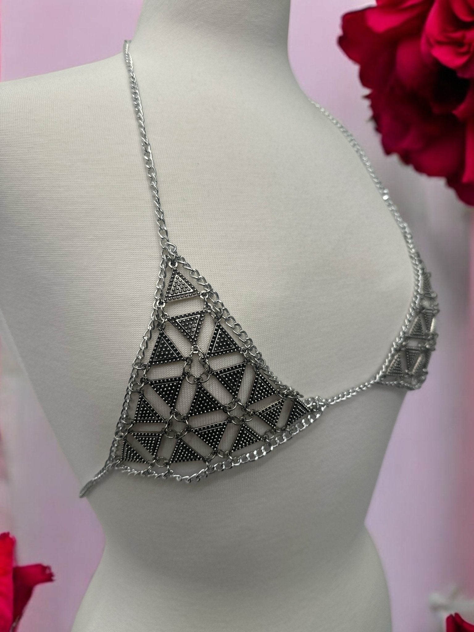 Metal Chain Triangle Bralette - Statement Body Jewellery - Fatisha Boutique
