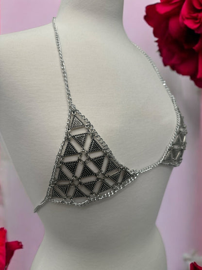 Metal Chain Triangle Bralette - Statement Body Jewellery - Fatisha Boutique