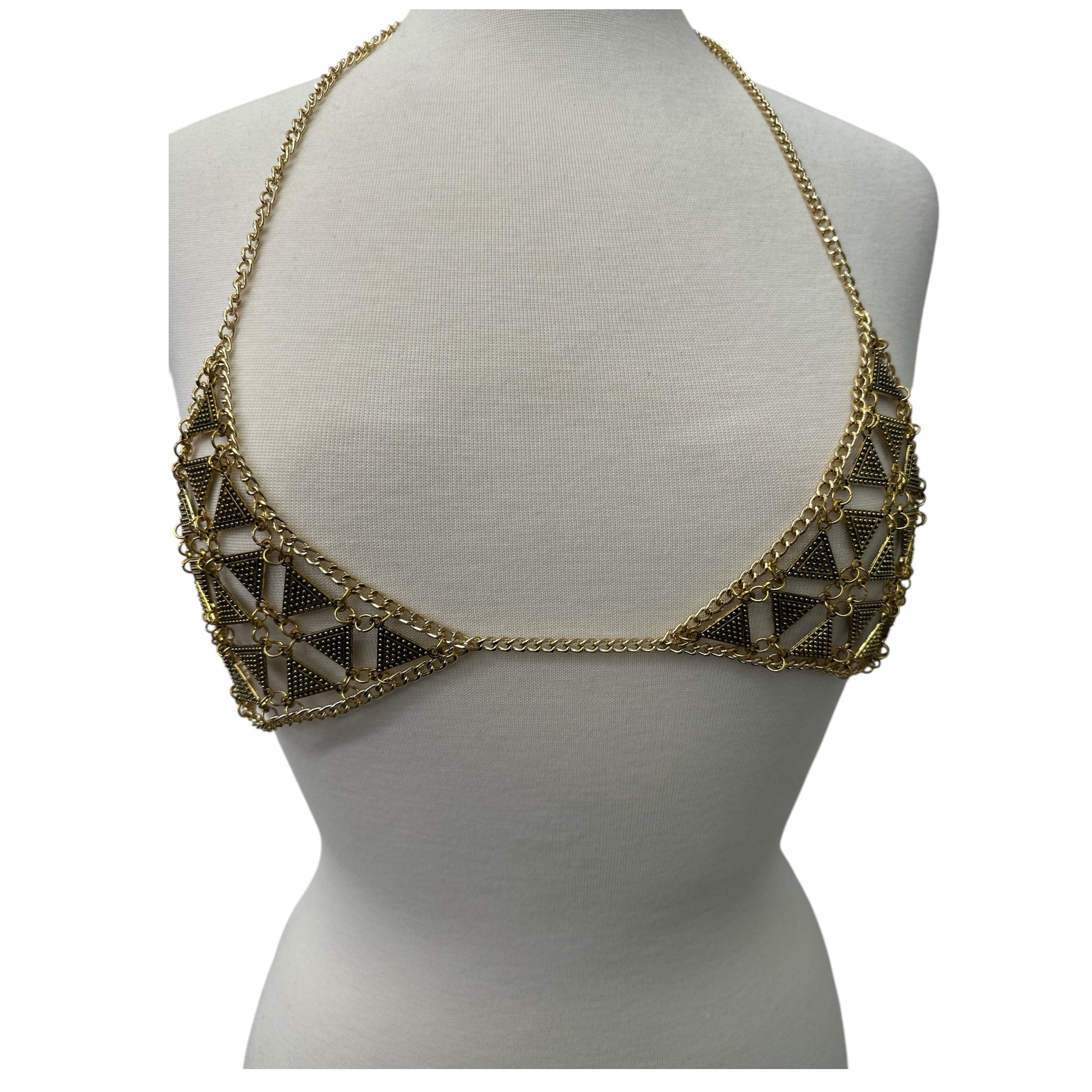 Metal Chain Triangle Bralette - Statement Body Jewellery - Fatisha Boutique