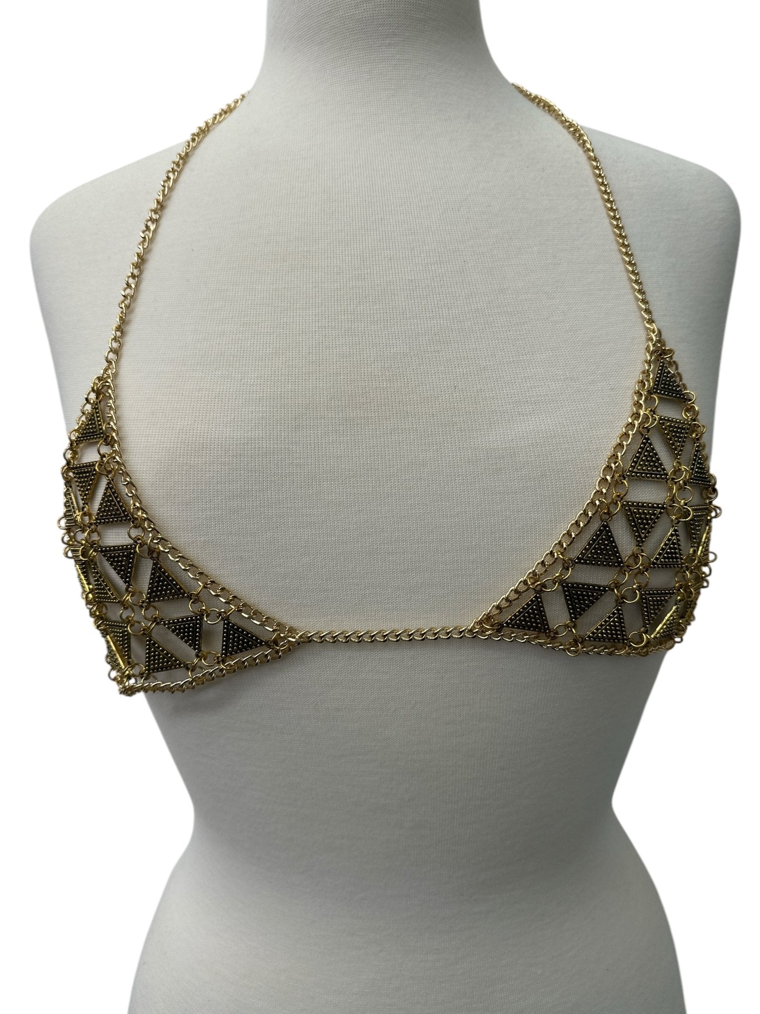 Metal Chain Triangle Bralette - Statement Body Jewellery - Fatisha Boutique