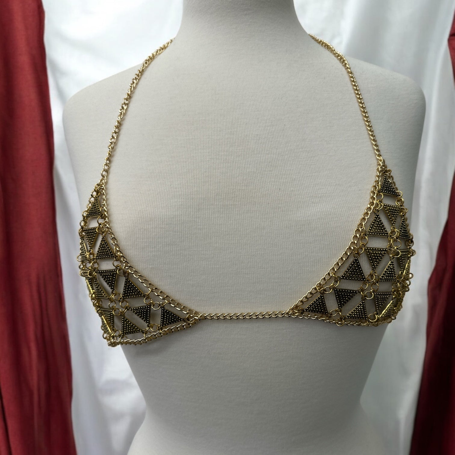 Metal Chain Triangle Bralette - Statement Body Jewellery - Fatisha Boutique