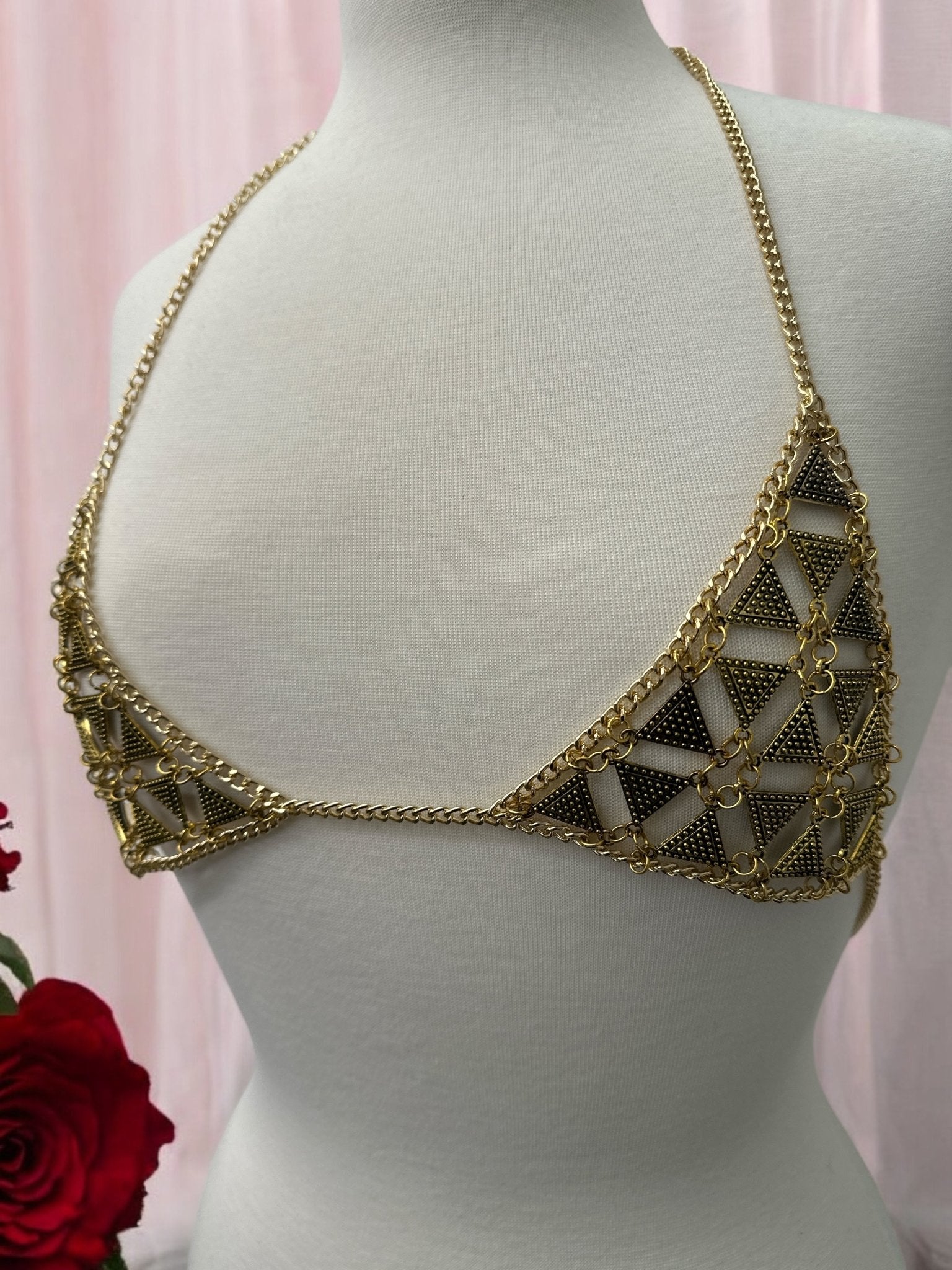 Metal Chain Triangle Bralette - Statement Body Jewellery - Fatisha Boutique